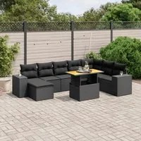 Set Divani da Giardino 9 pz con Cuscini Nero in Polyrattancod mxl 112719