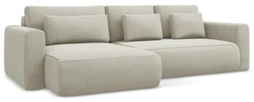 Divano angolare beige allungabile/con contenitore (con penisola a sinistra/con chaise lounge) Kapua – Makamii