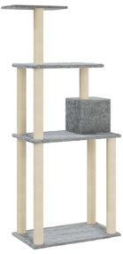 Albero per Gatti con Tiragraffi in Sisal Grigio Chiaro 147 cm