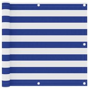 Paravento Da Balcone Bianco E Blu 90x300 Cm İn Tessuto Oxford /