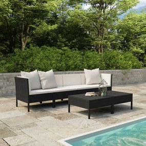 Set divani da giardino 9 pz con cuscini in polyrattan nero