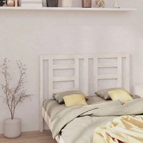 Testiera Per Letto Bianca 126x4x100cm İn Legno Massello Di Pino /