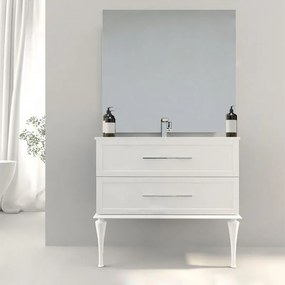 Mobile sottolavabo e lavabo Tiffany per vasca centrale bco opaco L 100 x P 46 cm 2 cassetti
