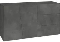 Madia con 2 ante e 3 cassetti per Soggiorno Moderna 140,9x43x86cm - GALAXIA Colore: ardesia