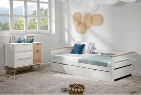 Letto per bambini in legno di pino bianco con letto estraibile 90x190 cm Elisa - Marckeric