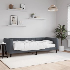 Divano Letto Con Materasso Grigio Scuro 80x200 Cm İn Velluto /