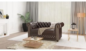 Divano letto marrone scuro in similpelle 148 cm York - Ropez