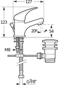 JIKA H3111N10041111 - Miscelatore lavabo + scarico con troppopieno TALAS 12,3 cm