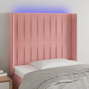 Testiera A Led Rosa 83x16x118/128 Cm İn Velluto /