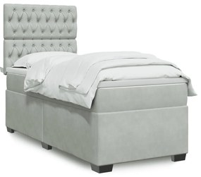 Giroletto A Molle Con Materasso Grigio Chiaro 90x200 Cm Velluto /
