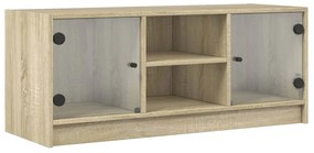 Mobile porta tv con ante in vetro rovere sonoma 102x37x42 cm