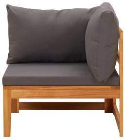 Set divani giardino 3 pz con cuscini grigio scuro legno acacia