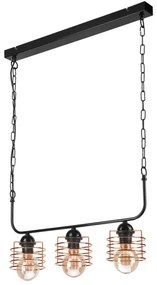 Lampadario a sospensione con catena MORGAN 3xE27/60W/230V nero/rame