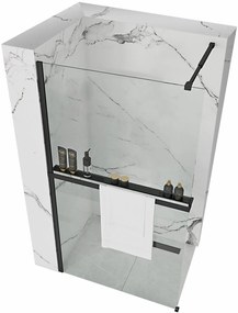 Parete doccia Rea Aero Black Mat 120 con mensola EVO