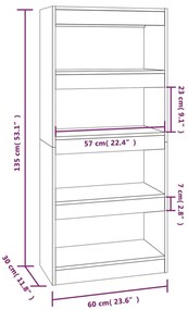 Libreria/Divisorio Grigio Sonoma 60x30x135 cm Legno Multistrato