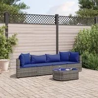 Set Divano da Giardino 5 pz con Cuscini Grigio in Polyrattan 3308375