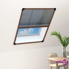 vidaXL Zanzariera Plissettata Finestre in Alluminio Marrone 80x120 cm