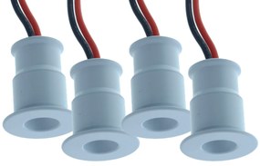 4 PZ Mini Faretto Led Da Incasso 1W DC 12V Freddo 6000K Carcassa Bianca Angolo 120 Gradi Foro 15mm 20X25mm