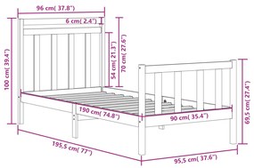 Giroletto Bianco in Legno Massello 90x190 cm Single