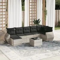 Set Divano da Giardino 8pz con Cuscini Grigio Chiaro Polyrattan 3221691