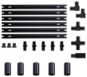 Sistema di illuminazione a binario moderno con 5 faretti neri monofase GU10 50 mm - Iconic Ruby