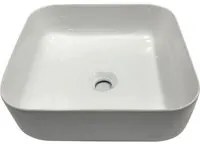 Lavabo da appoggio ceramica bianco quadrato lavandino lavello arredo 38,5x38,5x14 cm *** finitura- opaco, confezione 1