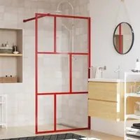 Parete per Doccia Walk-in Vetro Trasparente ESG 100x195cm Rossa 154956