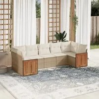 Set Divani da Giardino 7 pz con Cuscini Beige in Polyrattan 3227948