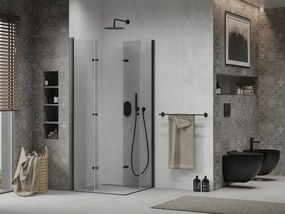 Mexen Lima Duo cabina doccia pieghevole 80 x 80 cm, trasparente, nero - 856-080-080-70-00-02
