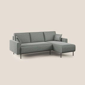 Arthur divano moderno angolare in velluto morbido impermeabile T01 grigio chiaro