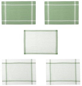 Set 5 strofinacci 50x70 cm cotone righe verde