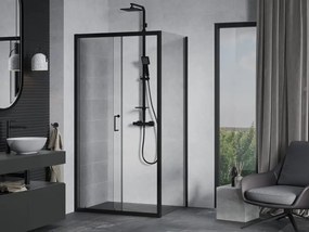 Mexen Apia cabina doccia scorrevole 100 x 90 cm, trasparente, nera - 840-100-090-70-00
