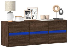 Mobile Tv A Parete Con Luci Led Rovere Marrone 130x31x45 Cm /