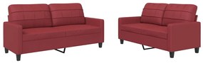 Set di divani 2 pz con cuscini rosso vino in similpelle