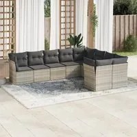 Set Divano da Giardino 9pz con Cuscini Grigio Chiaro Polyrattan 3250011