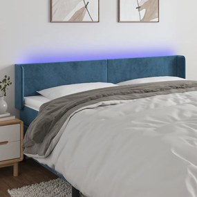 Testiera A Led Blu Scuro 183x16x78/88 Cm İn Velluto /