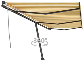 Tenda Da Sole Autoportante Manuale 600x350 Cm Gialla Bianca /