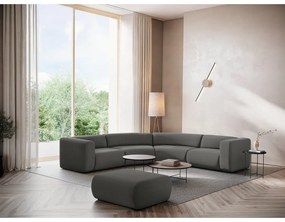 Poggiapiedi grigio con rivestimento in velluto Ekahi – Makamii