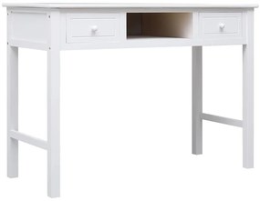 Scrivania Bianca 108x45x76 Cm İn Legno Massello Di Paulownia /