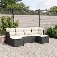 Set Divano da Giardino 6 pz con Cuscini Nero in Polyrattancod mxl 89678