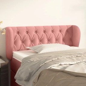 Testiera Ad Orecchio Rosa 103x23x78/88 Cm İn Velluto /