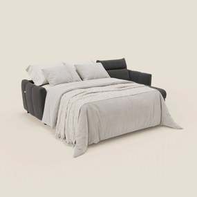 Peonia divano letto angolare con Penisola Contenitore - Materasso H18 cm in Bouclé Impermeabile T07 antracite