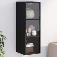 Mobile a Muro con Ante in Vetro Nero 35x37x100 cmcod mxl 111157