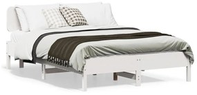 Letto Senza Materasso Bianco 140x190 Cm Legno Massello Di Pino /