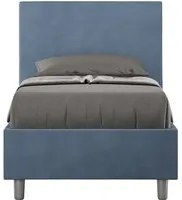 Letto Singolo rivestito in Microfibra - ADELE Dimensione Rete: 90x200, Tipologia Letto: Con Rete, Colore: Blu