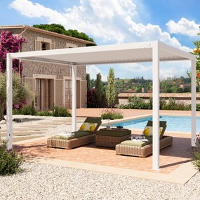 PRIMEYARD Pergola 3x4m, tetto lamellare, bianco - (400108)