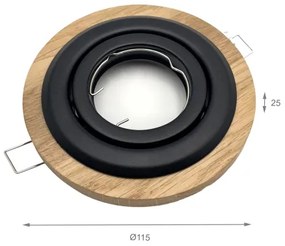 Set da 3 faretti da incasso TOBBY 1xGU10/20W/230V Ø 11,5 cm rovere/nero