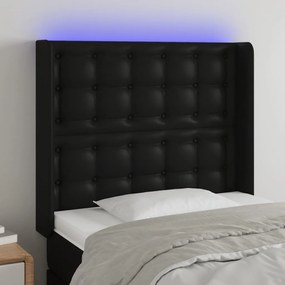 Testiera A Led Nera 83x16x118/128 Cm İn Similpelle /