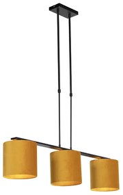 Lampada a sospensione con paralumi in velluto giallo con oro 20 cm - Combi 3 Deluxe