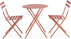 Set da pranzo da giardino color terracotta in acciaio per 2 persone Austin – Bizzotto